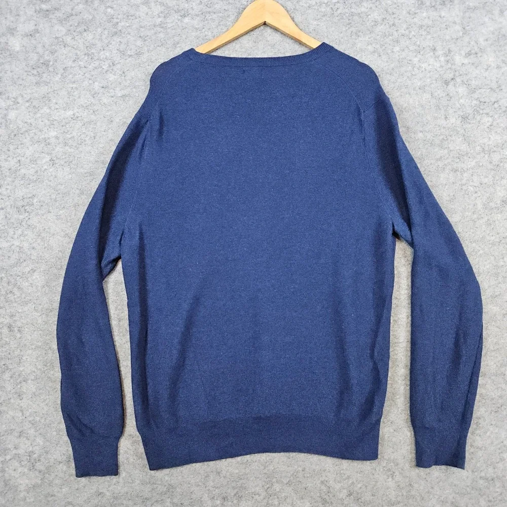 J Crew Men's Blue Crewneck Pullover‎ Sweater Size L 100% Cotton Warm Cozy Winter